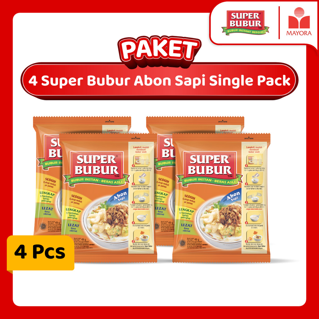 

Paket 4 Super Bubur Abon Sapi Single Pack