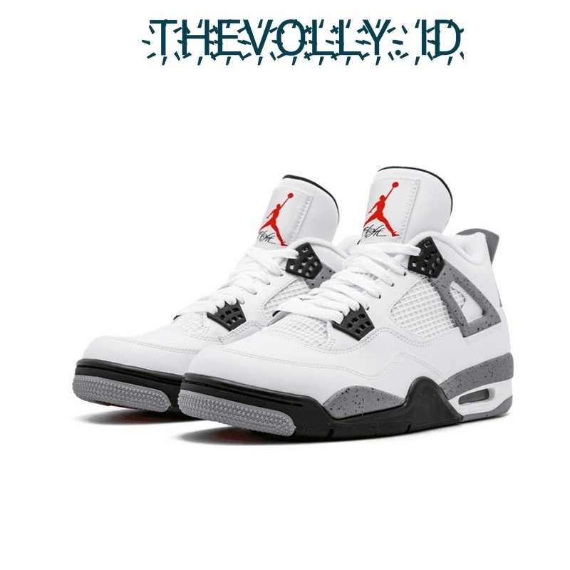Sepatu Nike Air Jordan 4 Retro White Cement BNIB Original / Sneakers Pria