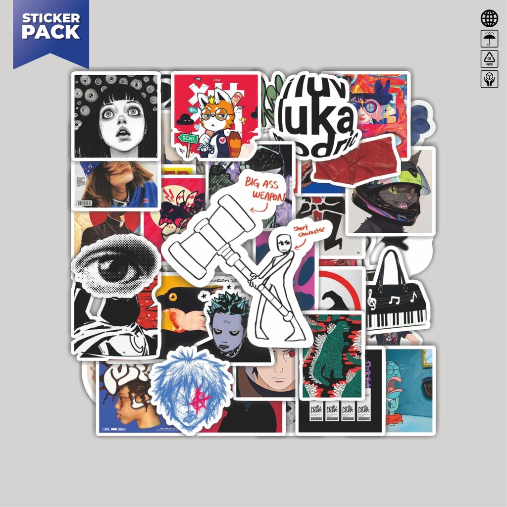 

[100PCS]Stiker Pack Stiker Random V8 Aesthetic Vinyl Anti Air Dekorasi Sticker Laptop Buku Journal Koper Helm Casing HP Gitar Helm Skateboard