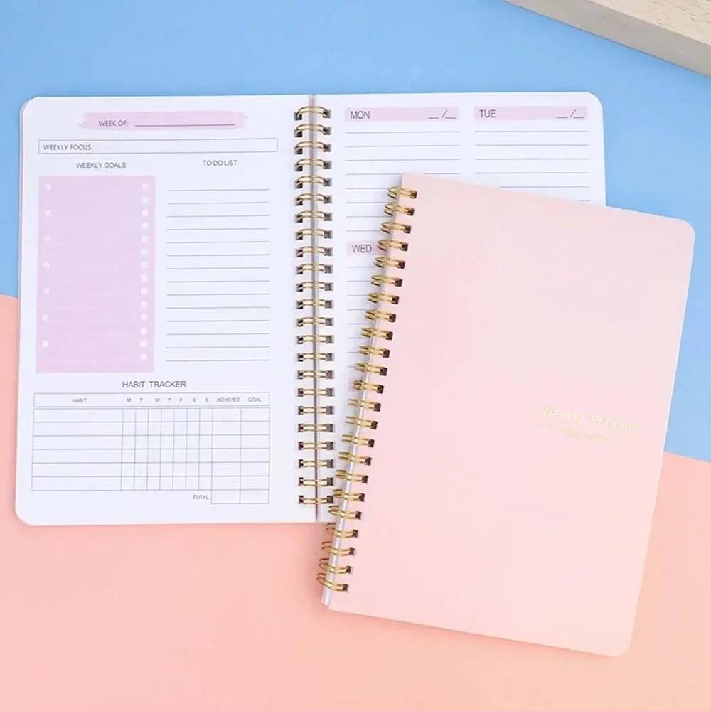 

A5 Weekly Planner Coil Daily Planner Simple Stylish Portable Notebook for Study School Office Note-taking Budget Monthly Planner