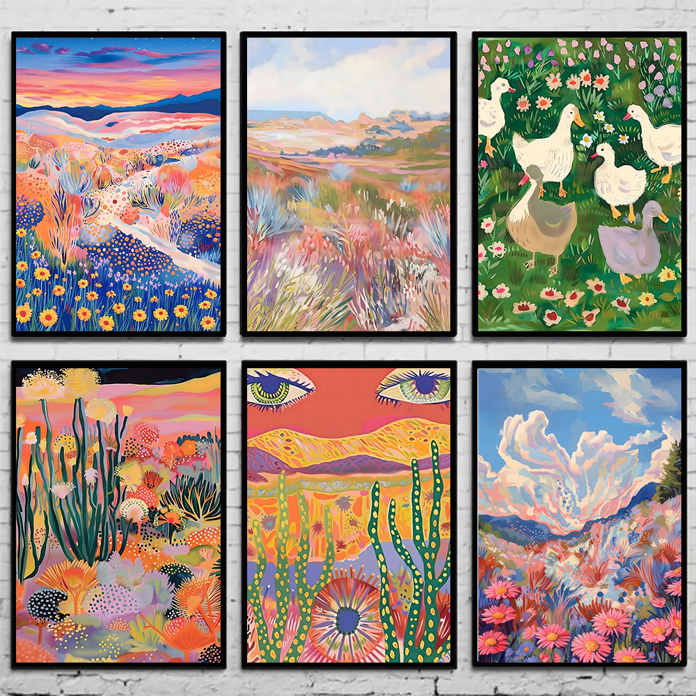 

Vintage Landscape Print Abstract Cottagecore Posters Picture Canvas Painting Peaceful Bedroom Wall Art Home Decor Mural Cuadros