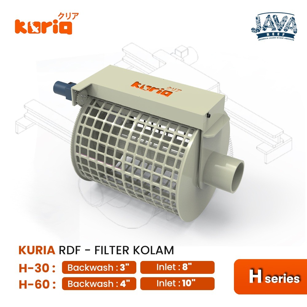 KURIA Drum Filtration Mesin RDF Rotary Drum Filter Kolam - H Series