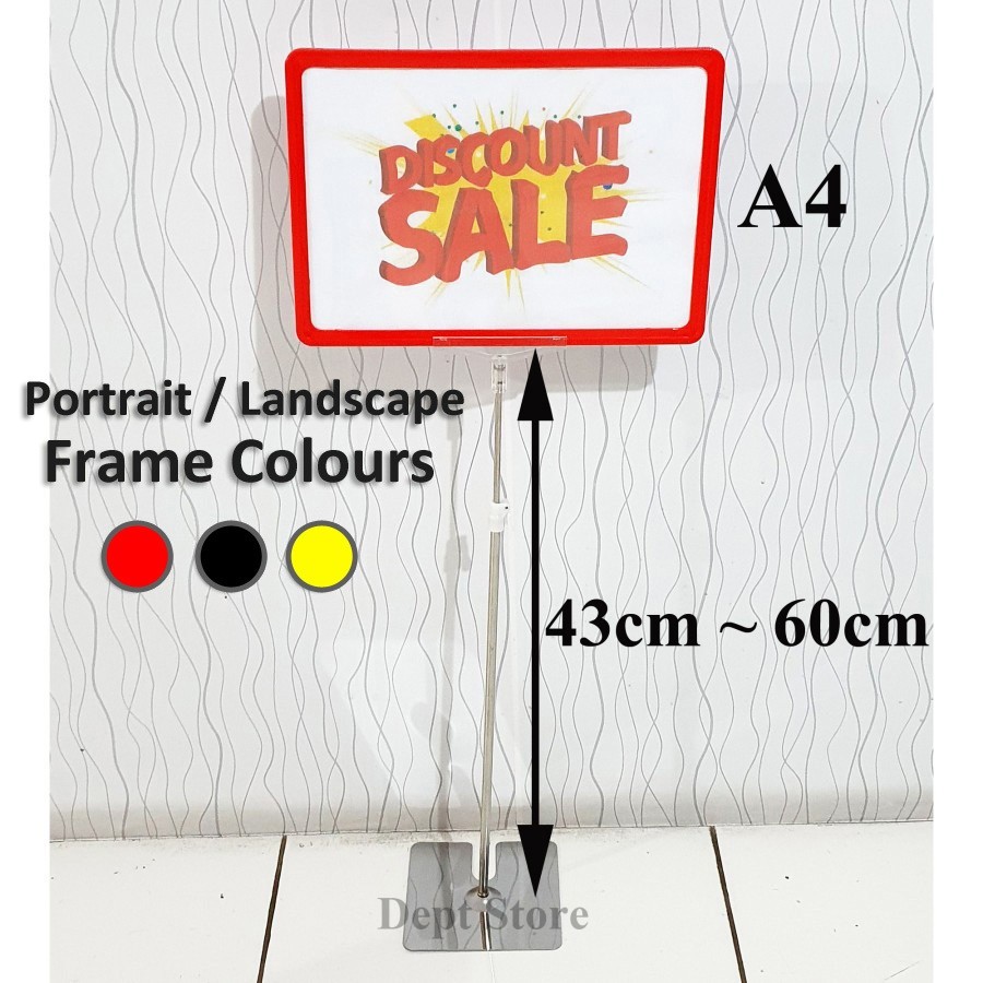 

Display Harga Stainless Frame A4 Label Stand Promo Plat Standing POP Price Besi Silver
