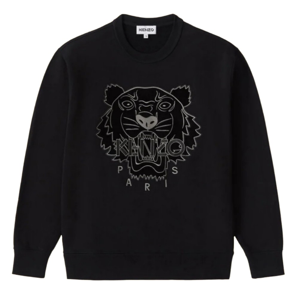 Kenzo Tiger Velvet Black Crewneck/ Crewneck Branded Original