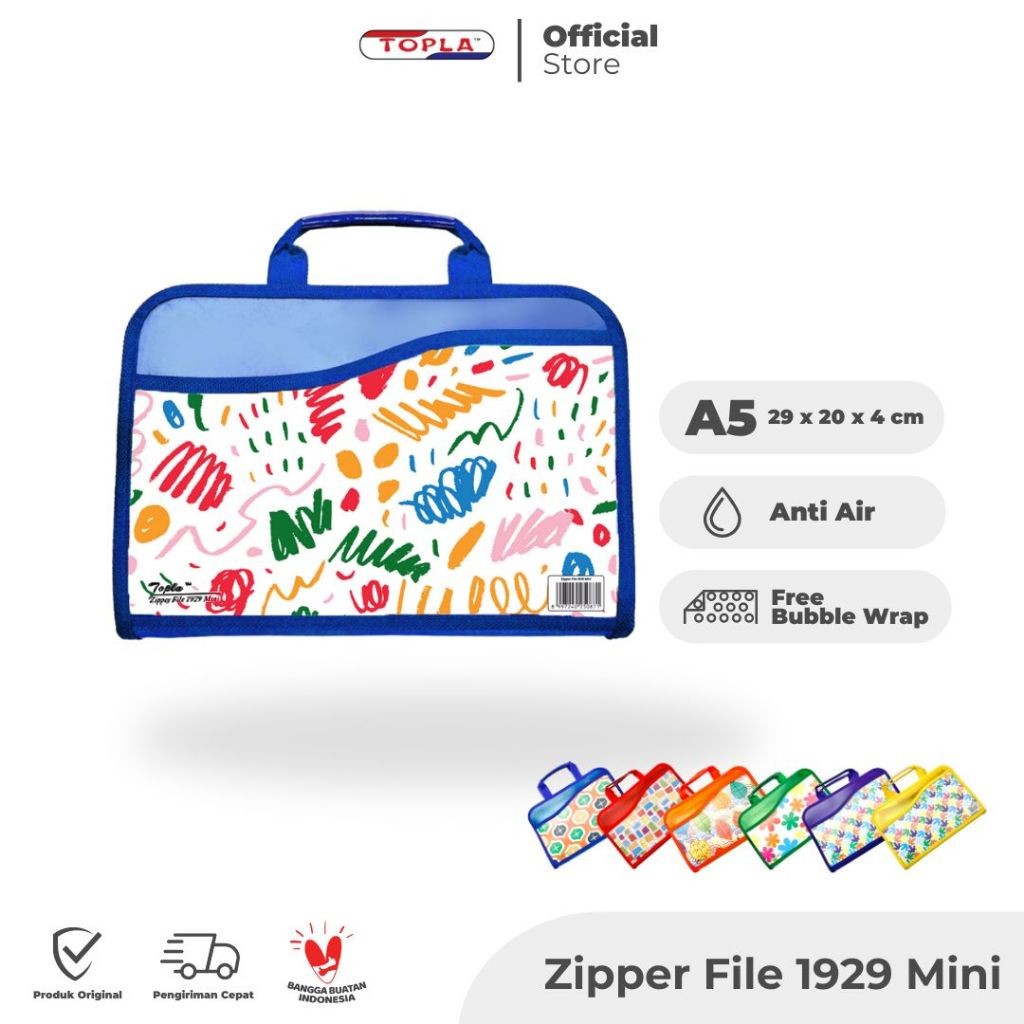 

Zipper File 1929 mini map tas dokumen kertas dan buku tulis anak SD dan TK ukuran A5 Topla