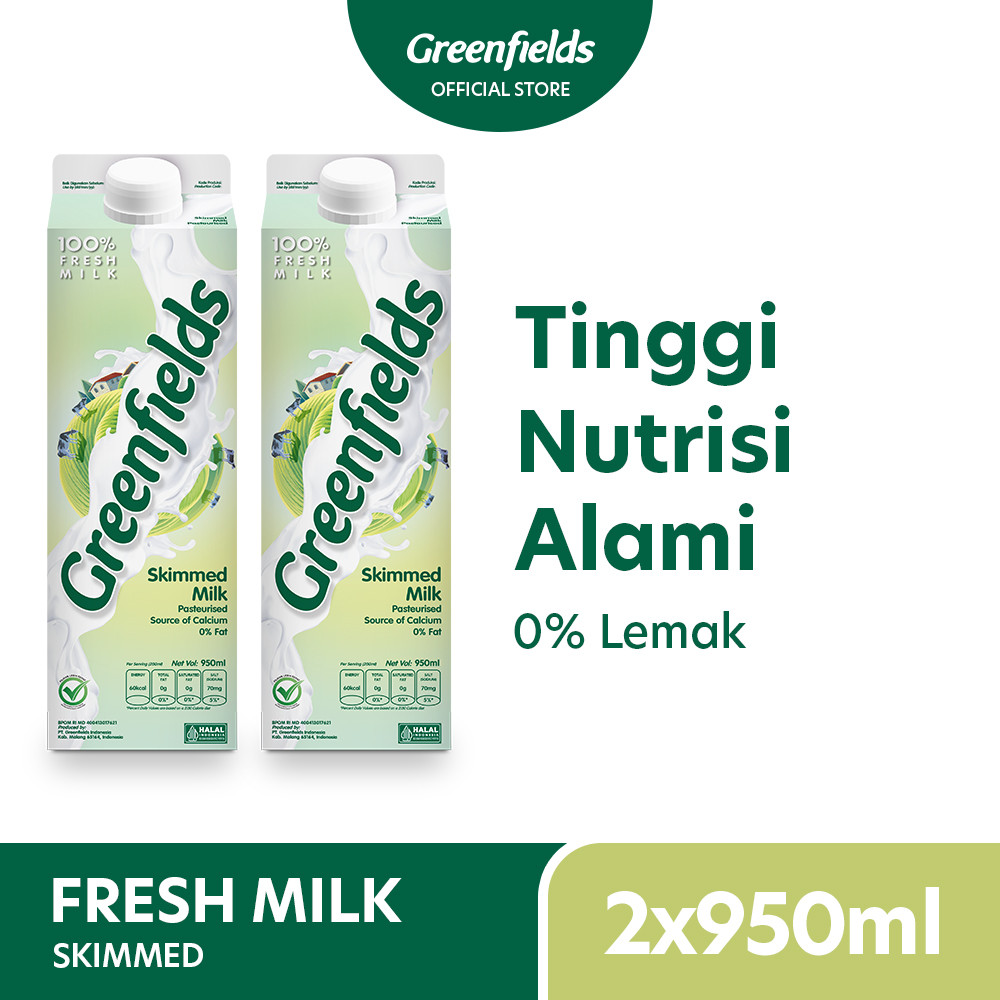 

[Twinpack] Susu Segar Greenfields - Fresh Milk Skimmed 950ml x 2pcs