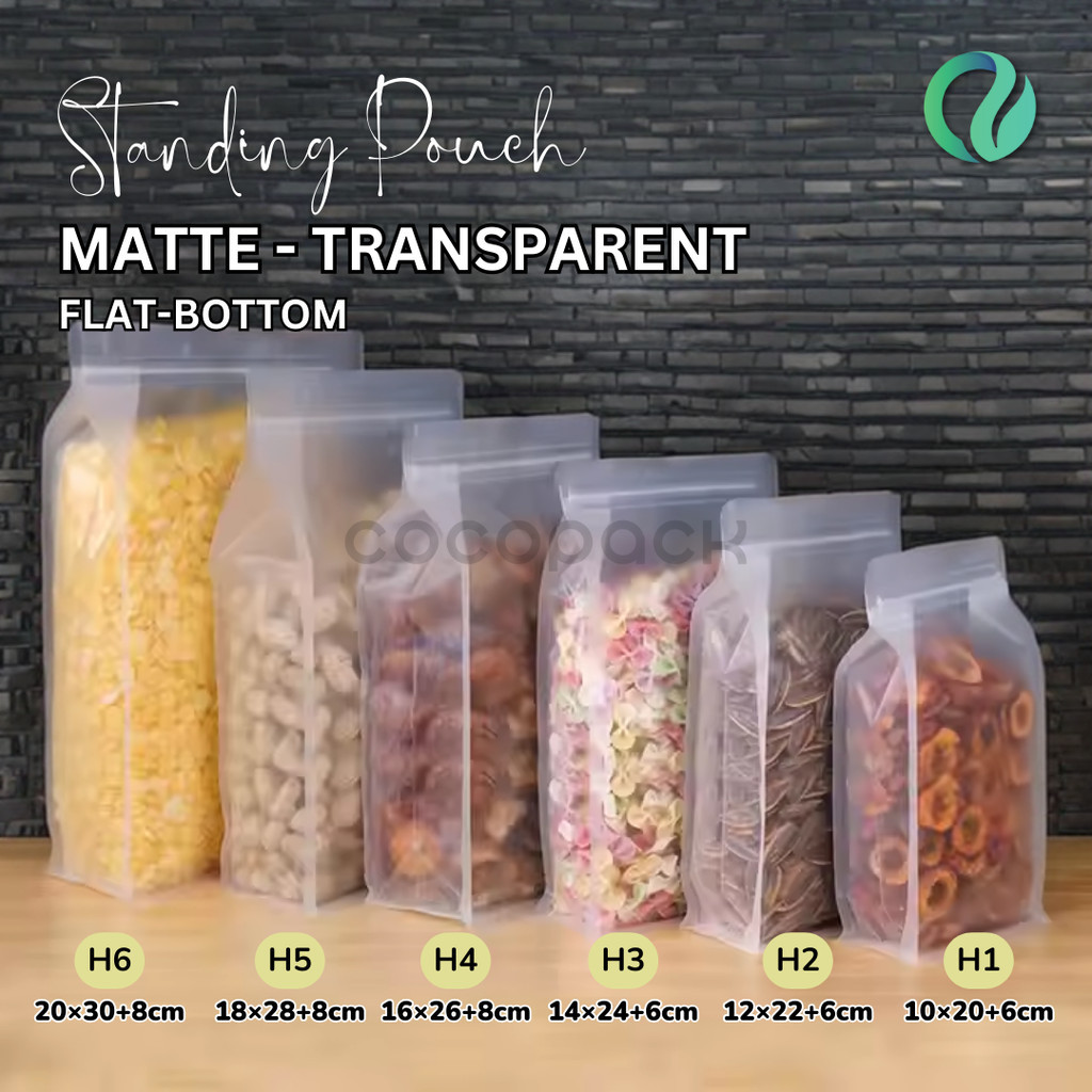 10 PCS Flat Bottom Standing Pouch Matte Transparent