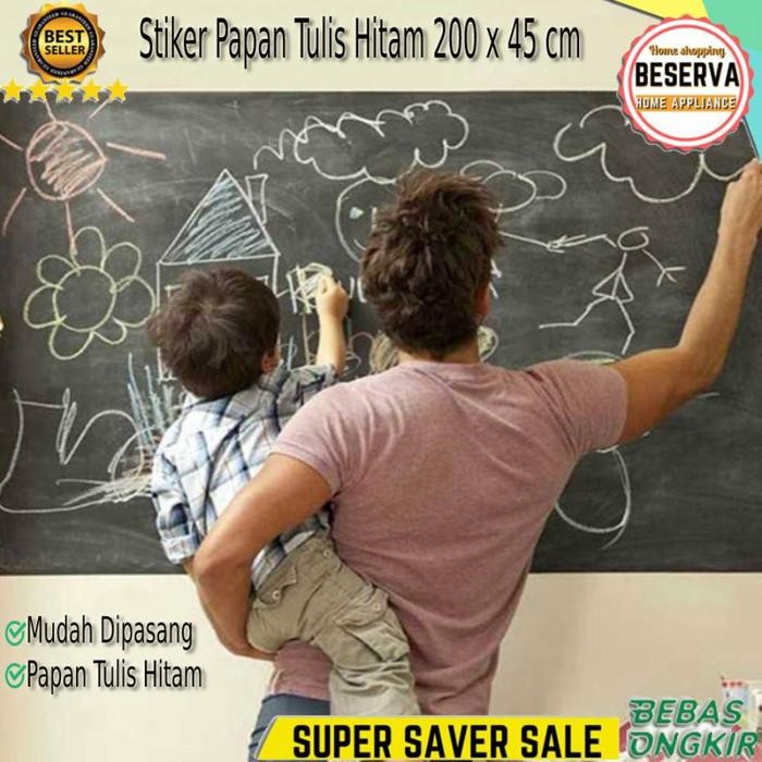 

Stiker Papan Tulis Hitam Blackboard Kapur Dinding Flexible 200 x 45 cm - Putih