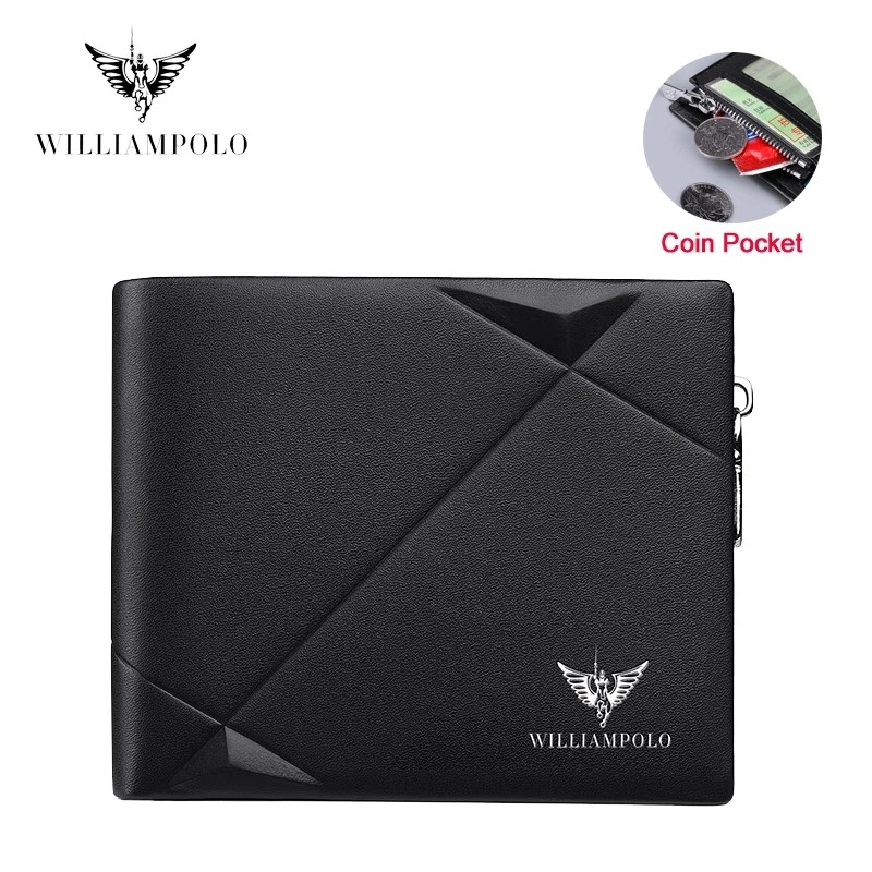 Men's Slim Wallet Genuine Leather Mini Purse Casual Design Bifold Wallet Brand Short Slim Wallet WIL
