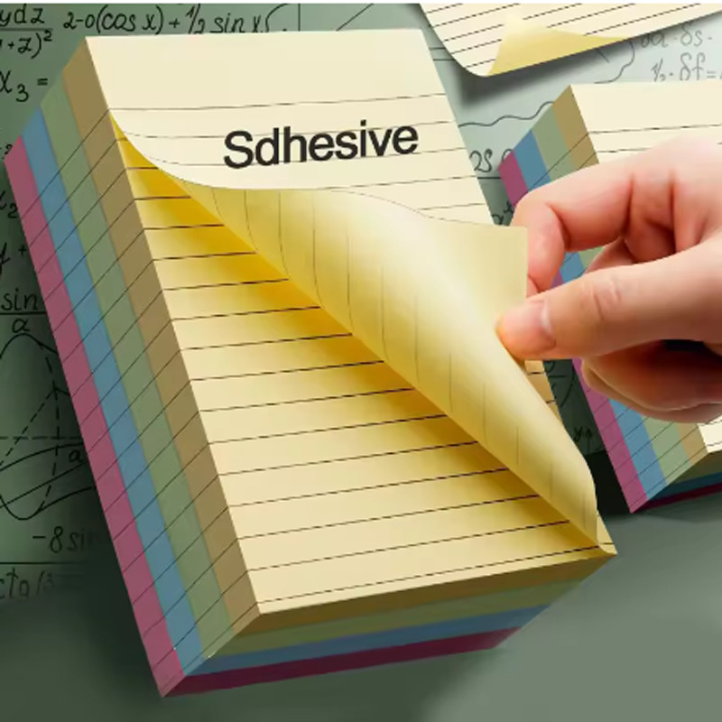 

200/100Sheets Line Sticky Notes 4 Colors Portable Student Note Marker Writing Sticky Notes Self-Adhesive Office Student Supplies