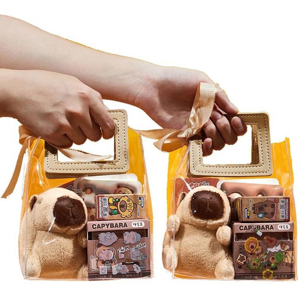 

Kawaii Capybara Stationery Set Pen Stickers Notebook Plush Pendants Handbag Final Prizes Stationery Gift Bag for Students
