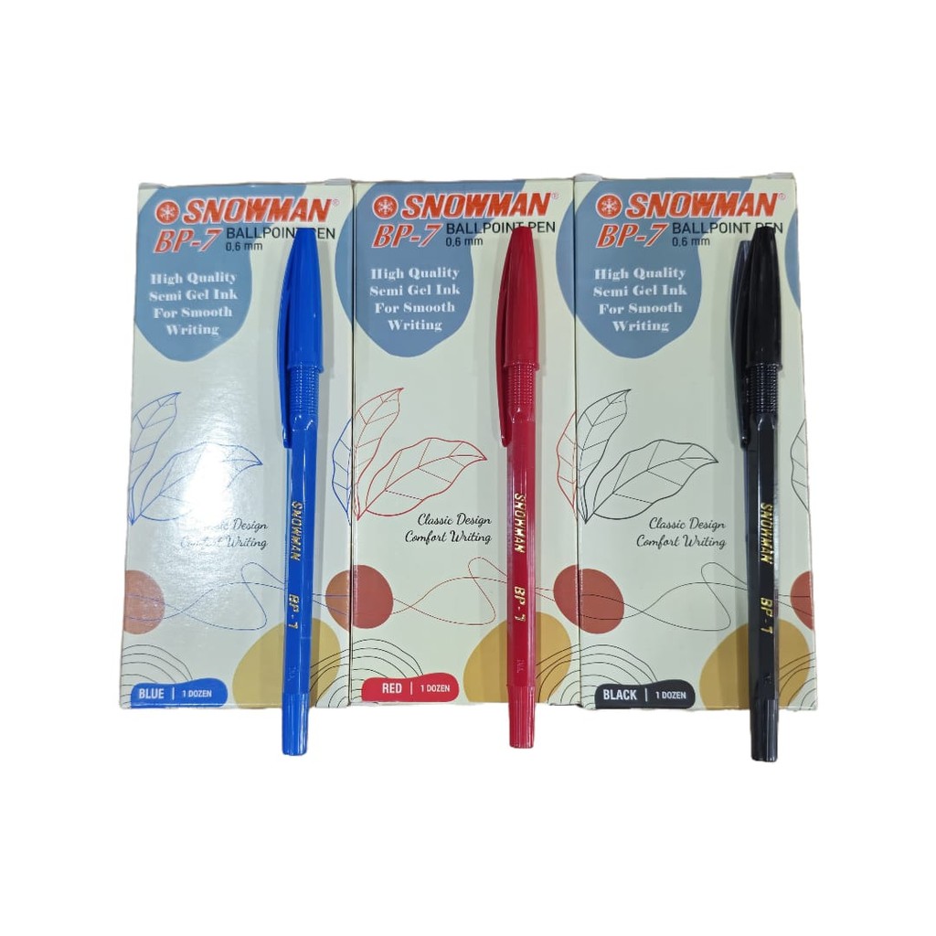 

Pena Ballpoint Snowman Bp 7 Hitam 12pcs / Pulpen Bp7 Bp-7