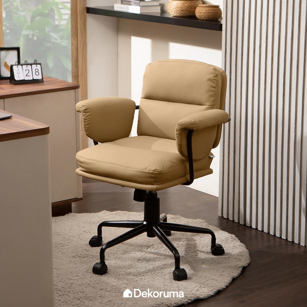 Dekoruma KOICHI Kursi Kantor Kulit Sintetis / Kursi Kerja Ergonomis Bahan Faux Leather / Office Chai