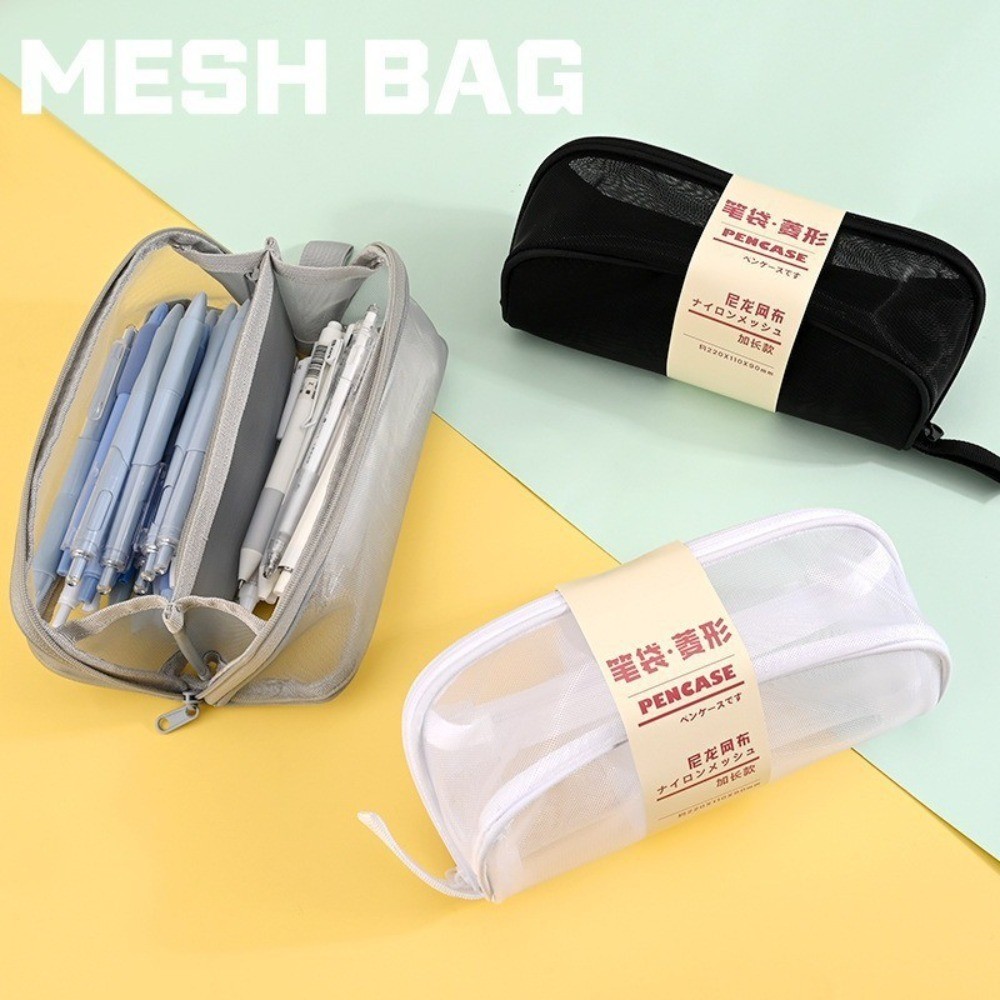 

Hot Sale Multi-layered Mesh Pencil Bag Crayon ShinChan Cartoon Stationery Box Oxford Large Capacity Storage Bag Students