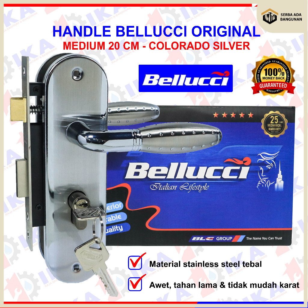 SAB Slot Kunci Handle Handel Bellucci Colorado Silver Hendel Pintu Set Medium 20 CM / Kunci Pintu Ta