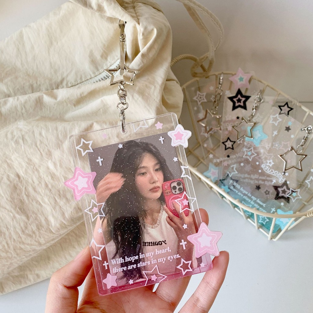 

SHINSDAY SHINSDAY Cahol Card Holder Acrylic Transparan Star Photocard Holder Keychain ID Card Frame Kpop