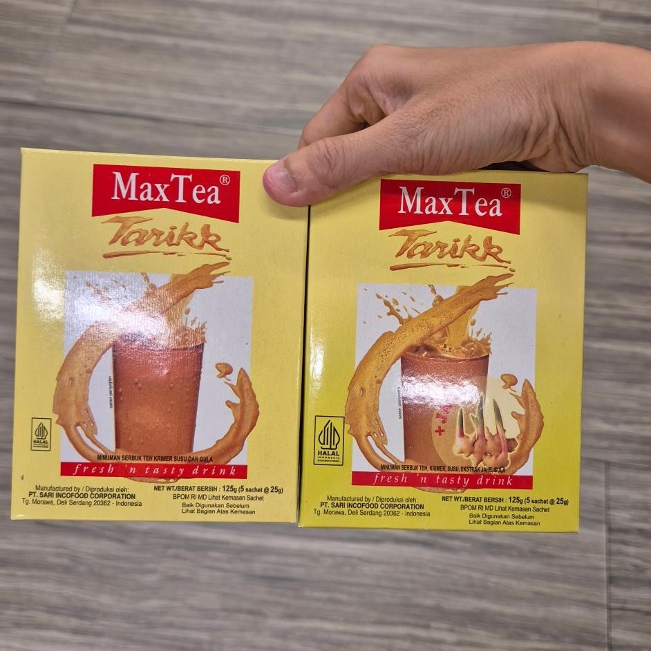 

Maxtea tarik minuman teh krimer susu gula rasa ORIGINAL / JAHE ( isi 5 sachet )