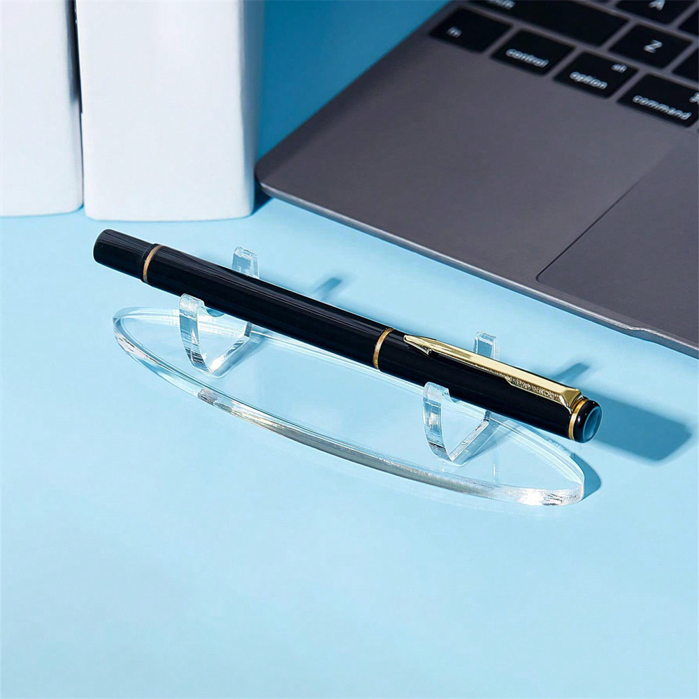 

1pc Desk Pencil Holder Pen Holder Transparent Black Pen Display Stand Clear Stationery Fountain Pen Rack