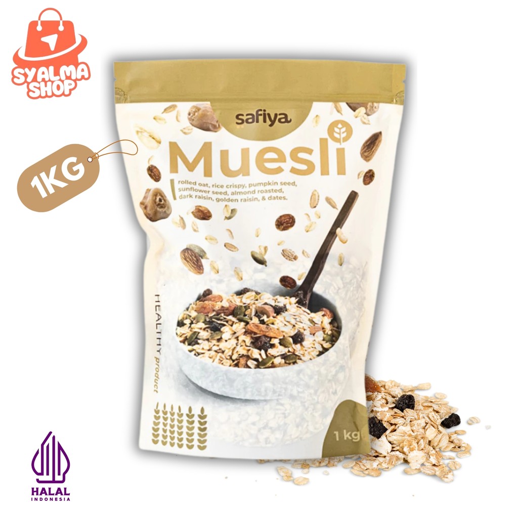 

MUESLI Safiya Fruit and Seed 1 Kg Sereal Sarapan Sehat Sehat Oatmeal Original
