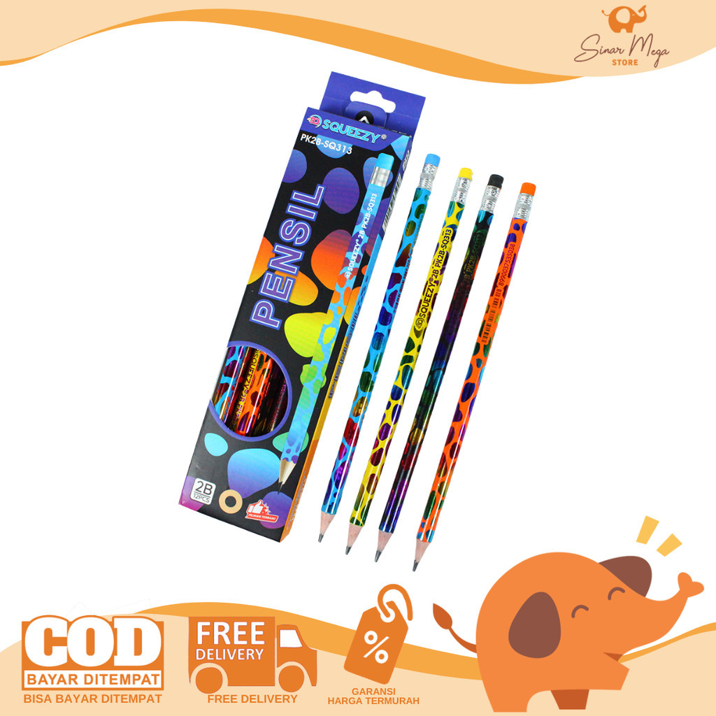 

DIJUAL LUSINAN Squeezy Pensil 2B Spot Pattern + Penghapus PK2B-SQ313