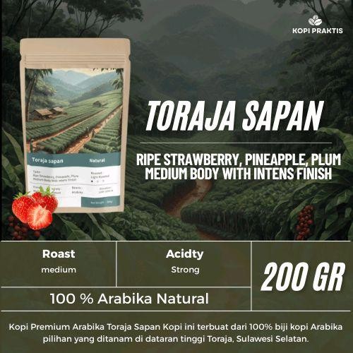 

ROASTED BEANS ARABIKA NATURAL TORAJA SAPAN 200 GR | BIJI KOPI SANGRAI | Coffee - GILING HALUS