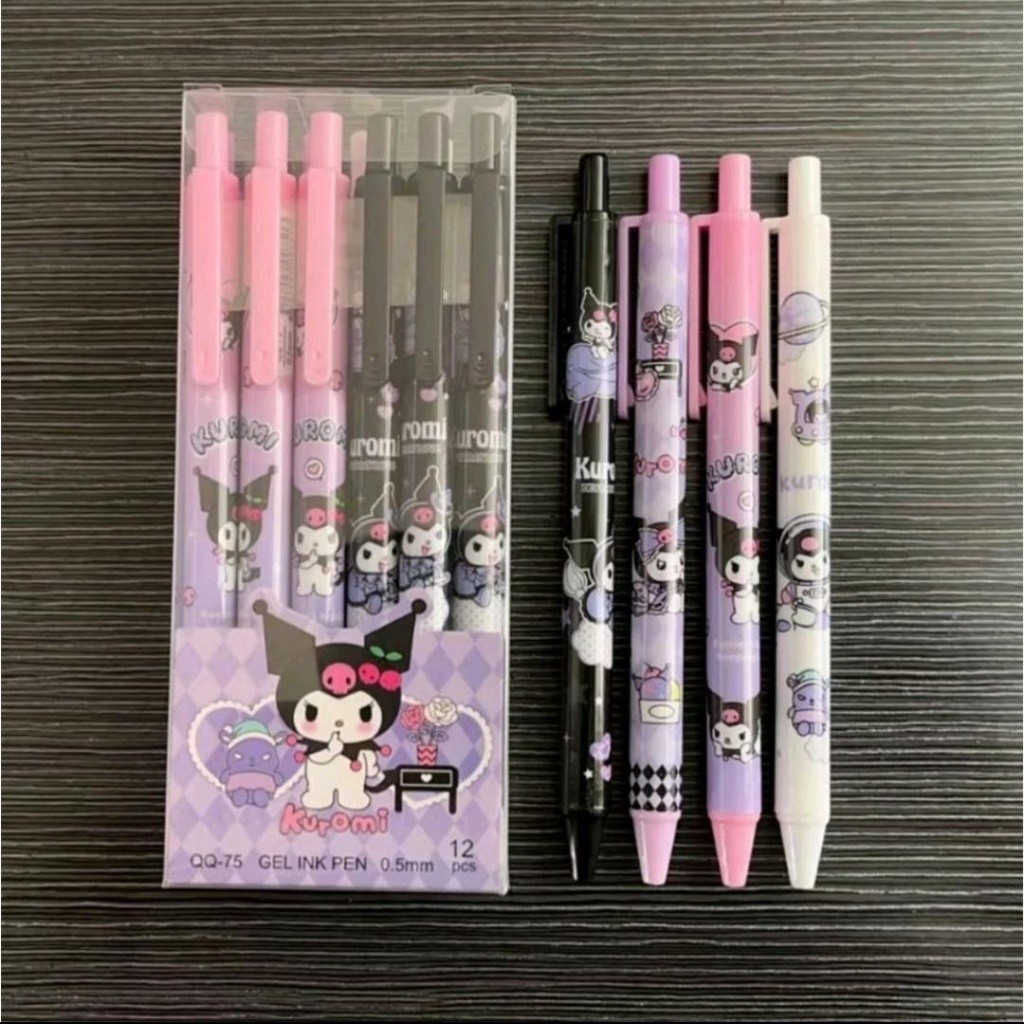 

Pulpen Pena Gel Mekanik Cetek 12 Pcs Selusin Karakter Tinta Hitam 0.5 MM - Stationery