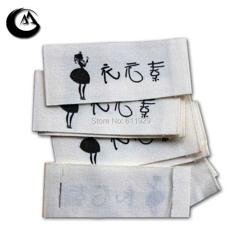 

Free shipping custom printed cotton labels/tags/garment clothing labels/tags 1000 pcs a lot