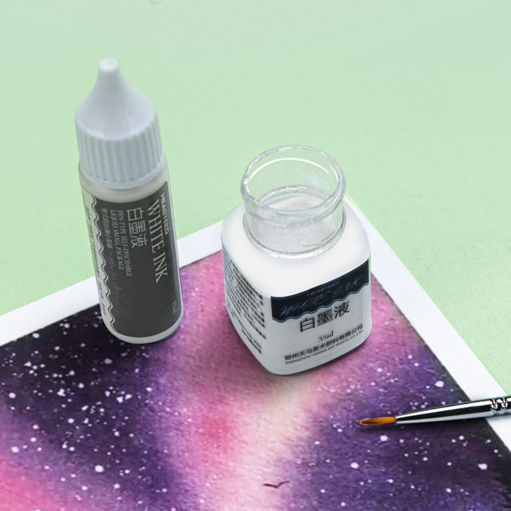 

White High-gloss Watercolor Ink 18/35ML Opaque White Ink Hand-painted Comic Pigment for Art Painting Highlights Corrections