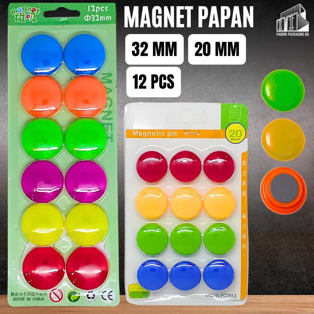 

12PCS Magnet Papan Tulis 32MM 20MM Magnetic Besar Kecil Magnet Bulat Papan Whiteboard 1 PACK