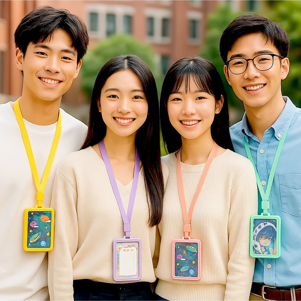 

Name Tag ID Photo Card Holder Member Badge Case 2 Sisi Tempat Kartu Parkir Kereta KRL Busway Transaparan Nilon Tali Lanyard