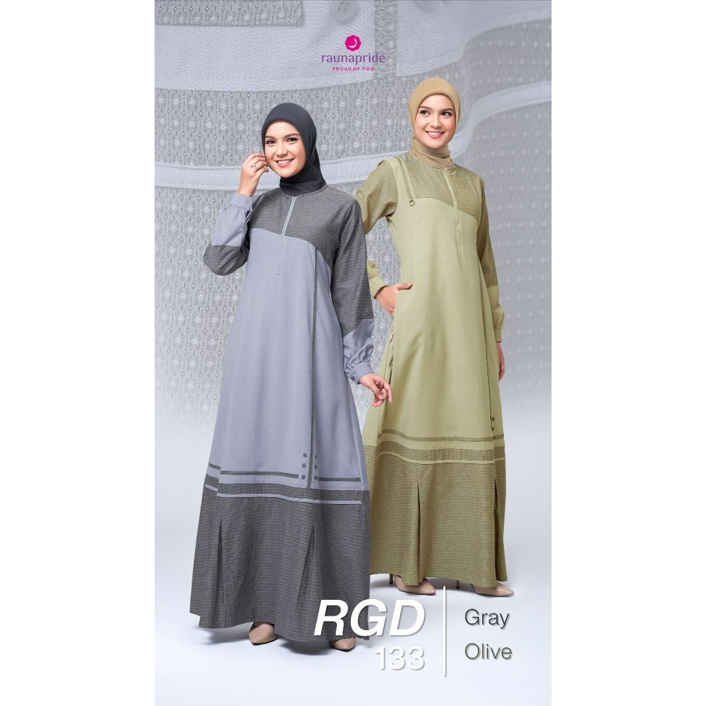 Rauna RGD 133 - Dress KULIAH - KERJA - Gamis Wanita Premium Bahan Mazaya Mix Doby Inaya