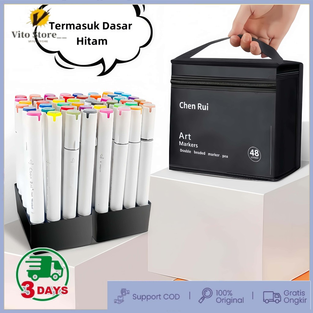 

Chenrui Spidol Warna Warni Dual-tip(ujung brush+ujung broad)Art Marker Set Markers