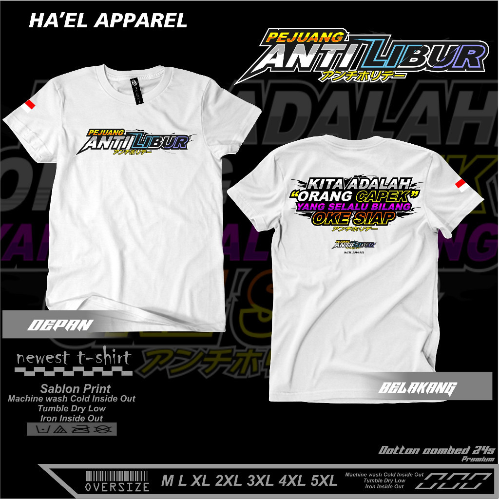 KAOS VIRAL " PEJUANG ANTI LIBUR " KAOS KATA KATA RACING | baju pria jumbo | KAOS RACING | Kaos pria 