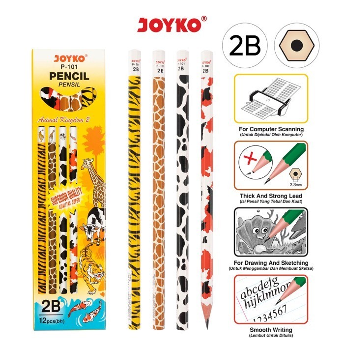 

JOYKO Pencil / Pensil P-101 / 2B / Animal Kingdom 2 / Ecer