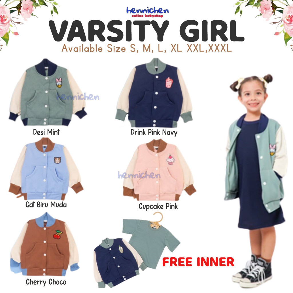 TOBELI KIDS JACKET VARSITY GIRL JAKET ANAK PEREMPUAN JAKET ANAK FASHION ANAK PEREMPUAN// MURAH PROMO