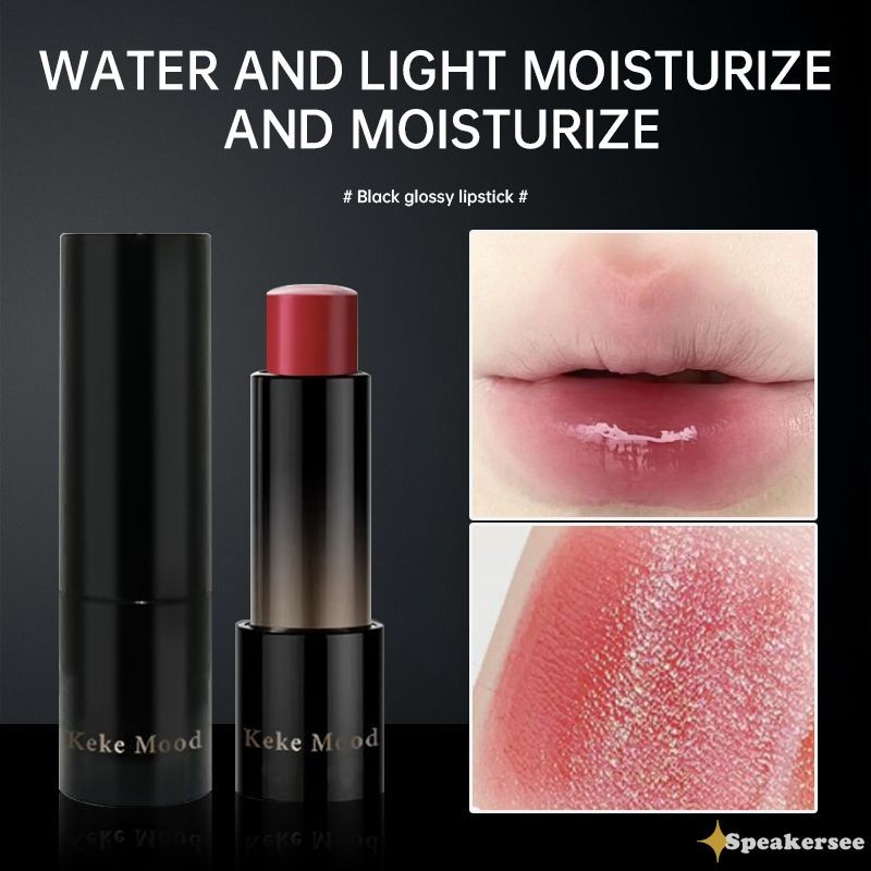 KEKEMOOD Black Shine Series Glowing Lipstick Lip Gloss / Lip Balm 4 Warna Watery Glossy Pelembab