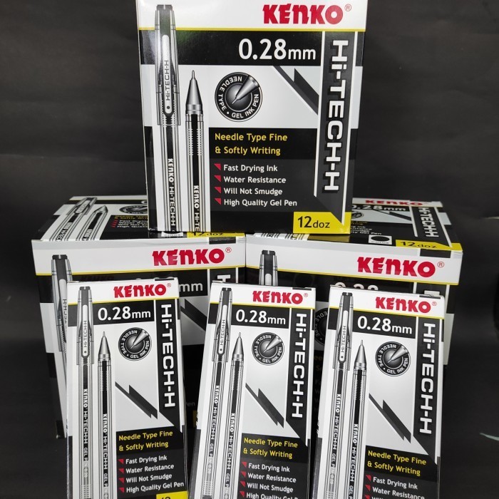 

promo ✨ -Pen Kenko Hitech Hi Tech 0.28 Pulpen Pen Gel - Hitam - 12 PC - Hitam