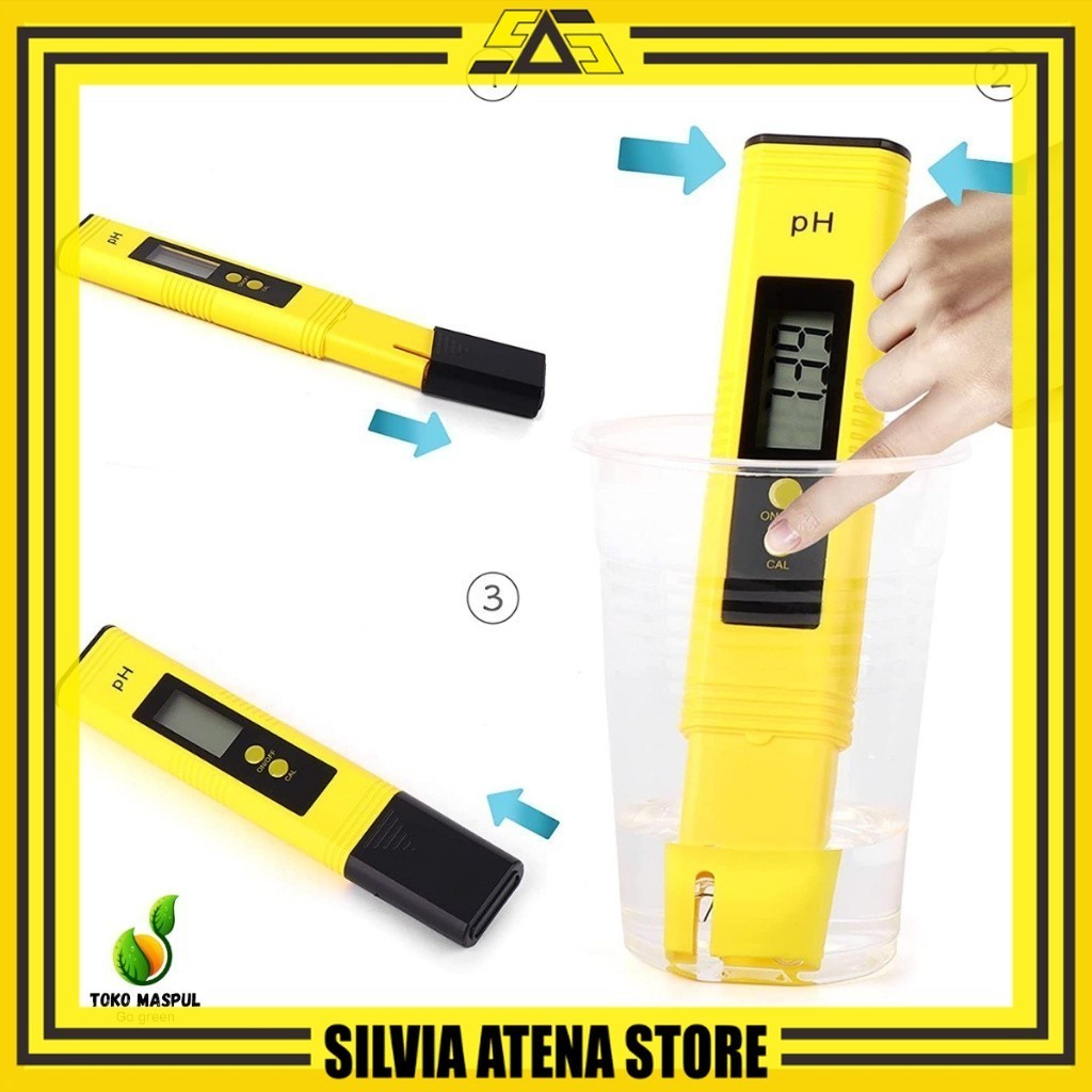 SILVIA ATENA STORE-pH Meter Air AUTO KALIBRASI Alat Ukur Digital Aquarium Aquascape Kolam pH Meter r