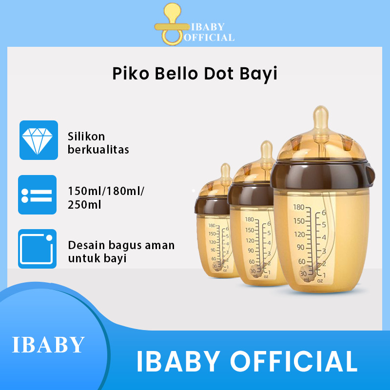 Botol susu bayi Silikon Leher Lebar Warna Coklat / Botol Bayi dengan sedotan/botol minum bayi/botol 