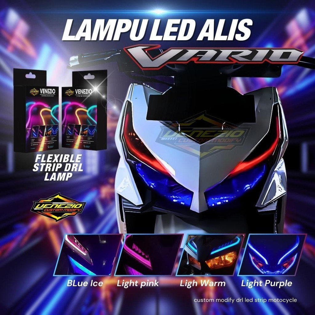 Alis DRL LED Fleksibel Headlamp Waterproof lampu alis depan untuk motor  vario 125 dan 150 old