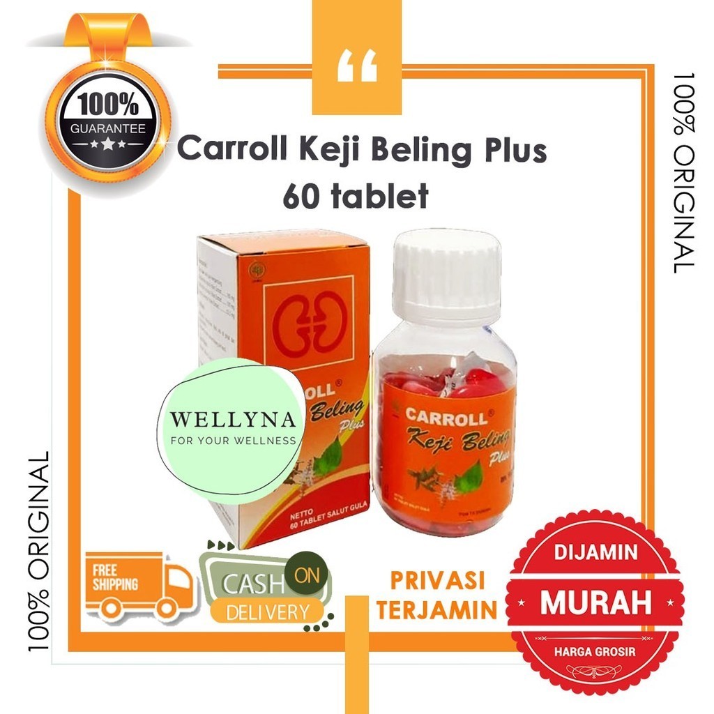 Carroll Kejibeling  isi 60 tablet Carol Keji Beling obat batu ginjal peluruh batu urin melancarkan b