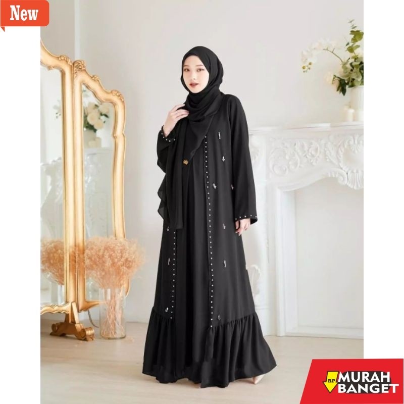 abaya shopee haul 2024 Abaya syahira set outer terbaru bahan ceruty babydoll aplikasi payet mutiara 