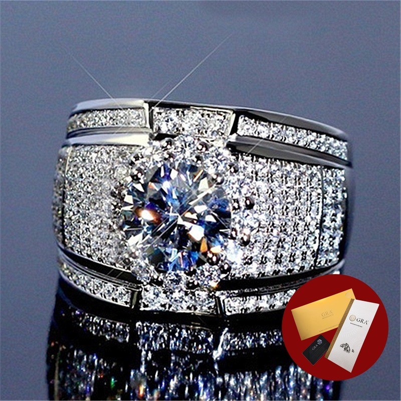 (Free Gra Certificate) Grosir Cincin Pria Moissanite Emas 18K