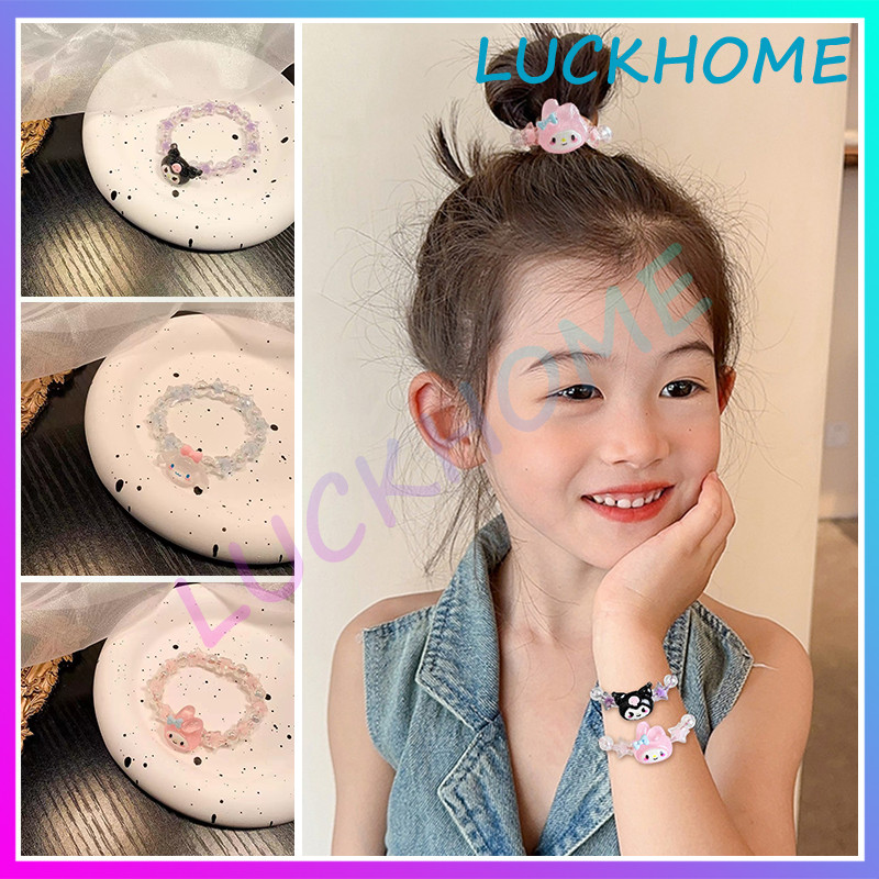 Sanrio Gelang Manik-Manik Motif Kartun Gelang tangan lucu Aesthetic Cincin Rambut Kristal Gelang Man