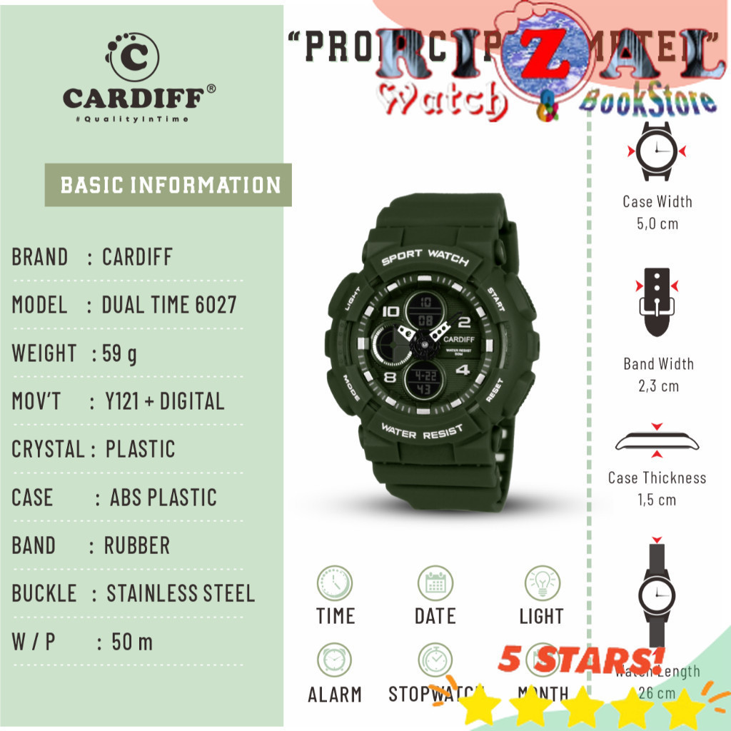 CARDIFF DT 6027 Jam Tangan Dual Time