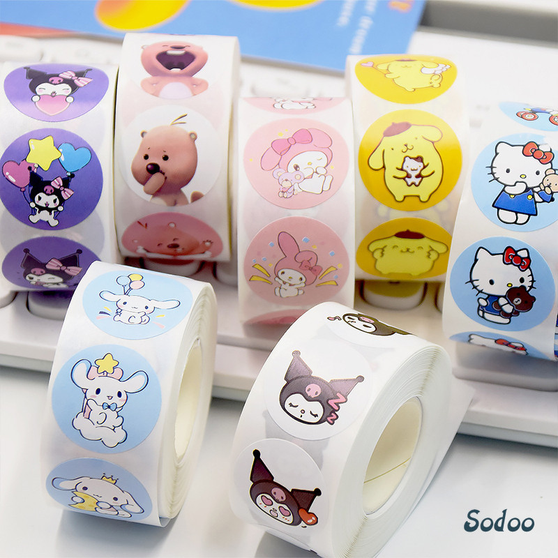 

Stiker Kartun Sanrio Stiker Penyegelan Kuromi Melodi Stiker Bulat Lucu - SO