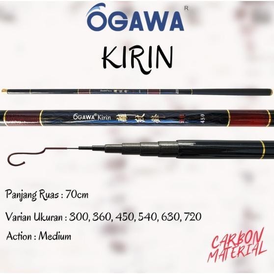 WJF Joran Tegek Ogawa Kirin 300 360 450 540 630 720 Walesan Atau Tangkai Pancing Tegeg Ruas Panjang 