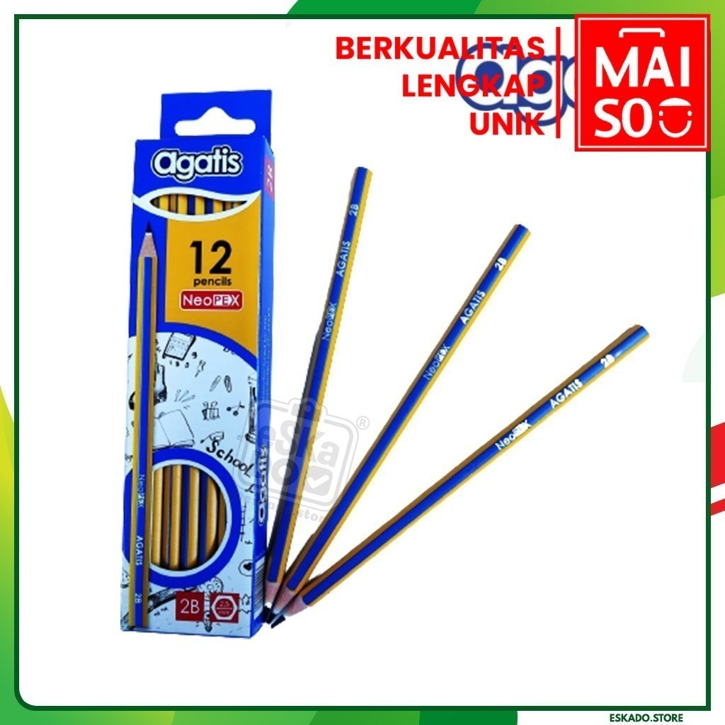 

Pensil Agatis / Pensil Tulis Neopex Eco 2B / HB (1 Box / 12 Pcs)