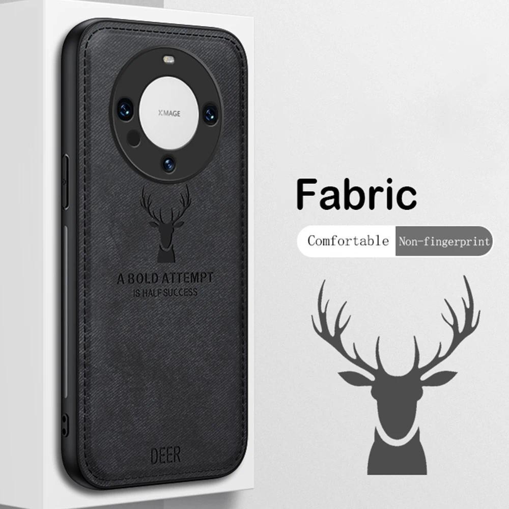 For Huawei Mate 60 Pro case Luxuy Brand Cloth Texture Deer Cloth Housing Waterproof Phone Casing HP 