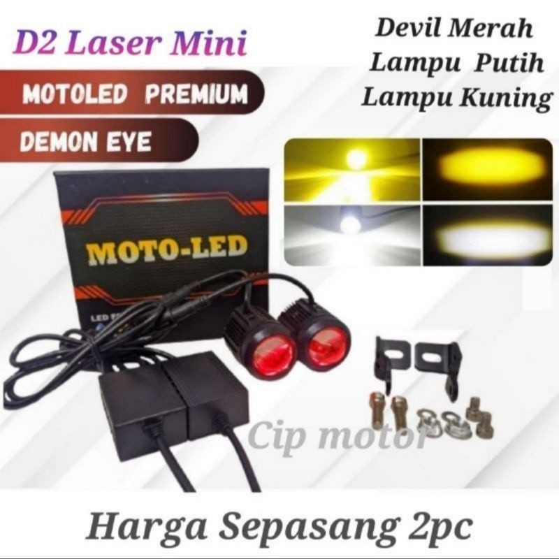 Lampu D2 Laser Mini Driving Led foglamp Driver kipas moto led Vinyx BullAes CR7 DUROMOTO M1 2pc